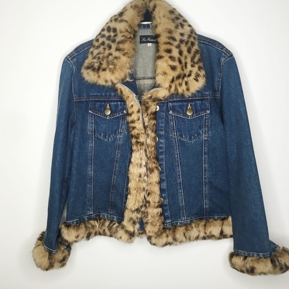 Jackets & Blazers - Genuine Rabbit Fur Lined Denim Jean Jacket